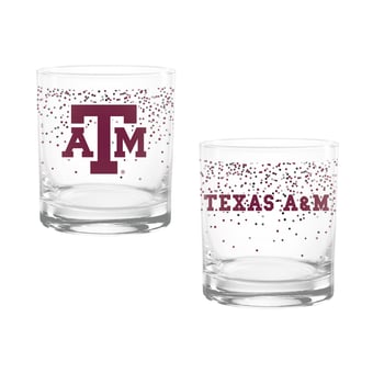 Indigo Falls Texas A&M Aggies Confetti Rocks Glass Set of 2