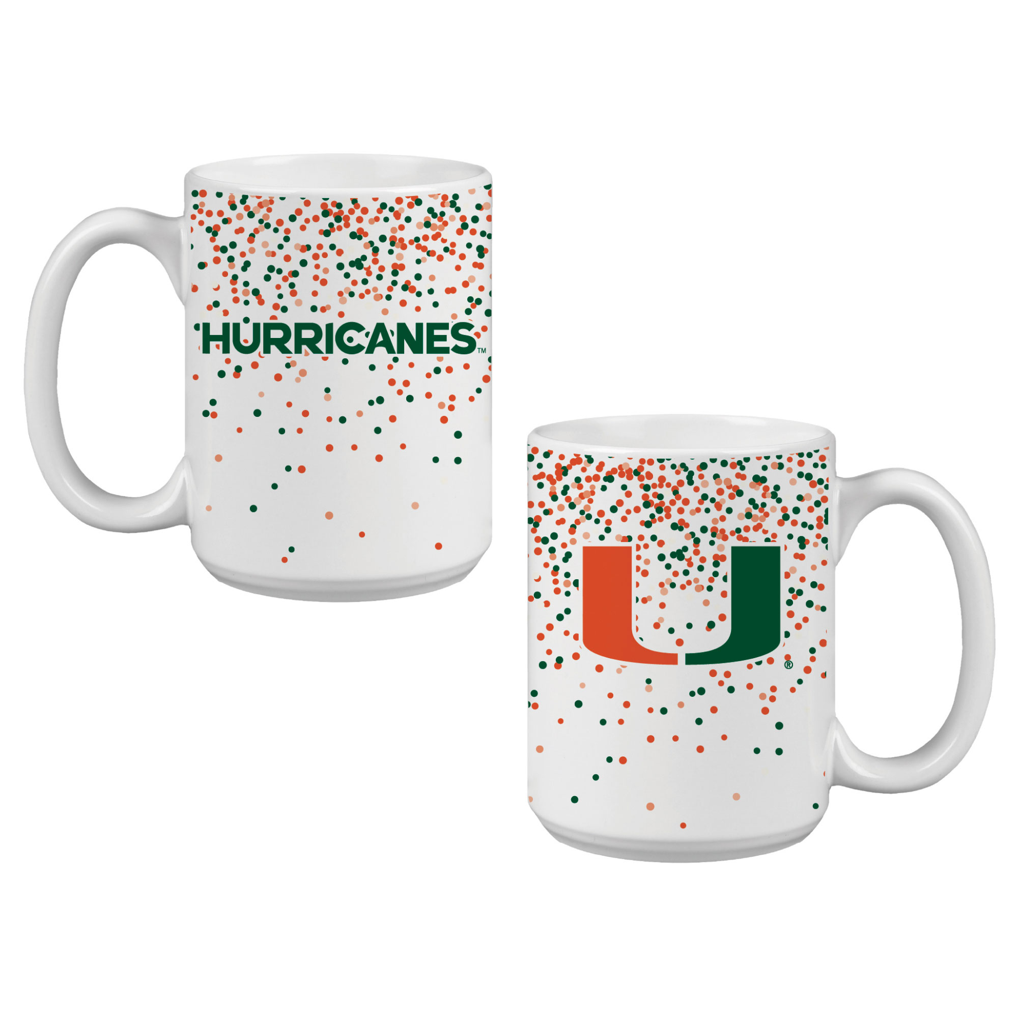 Indigo Falls Miami Hurricanes Confetti Mug - Set of 2