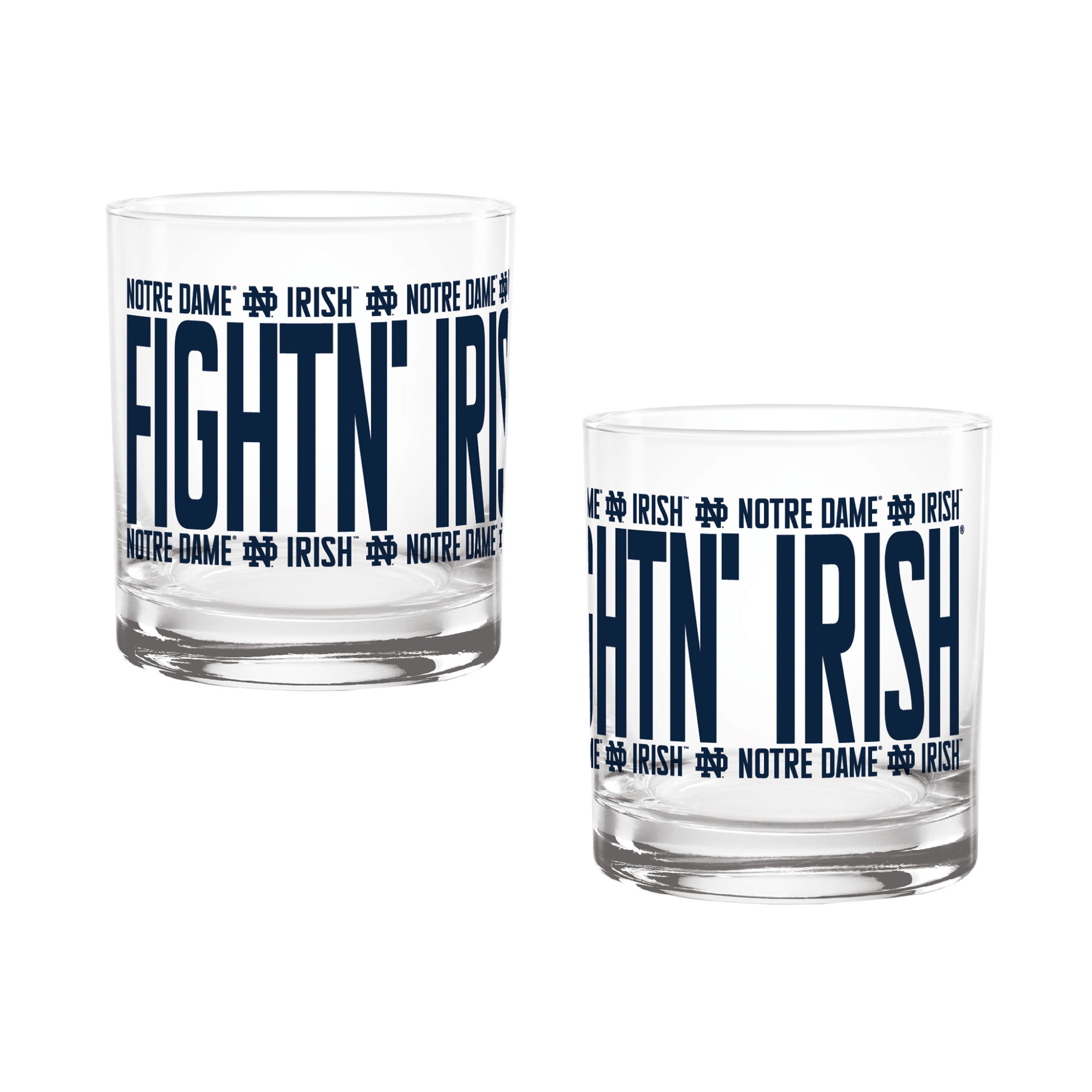 Indigo Falls Notre Dame Fighting Irish Elevated Rocks Glass - Set of 2