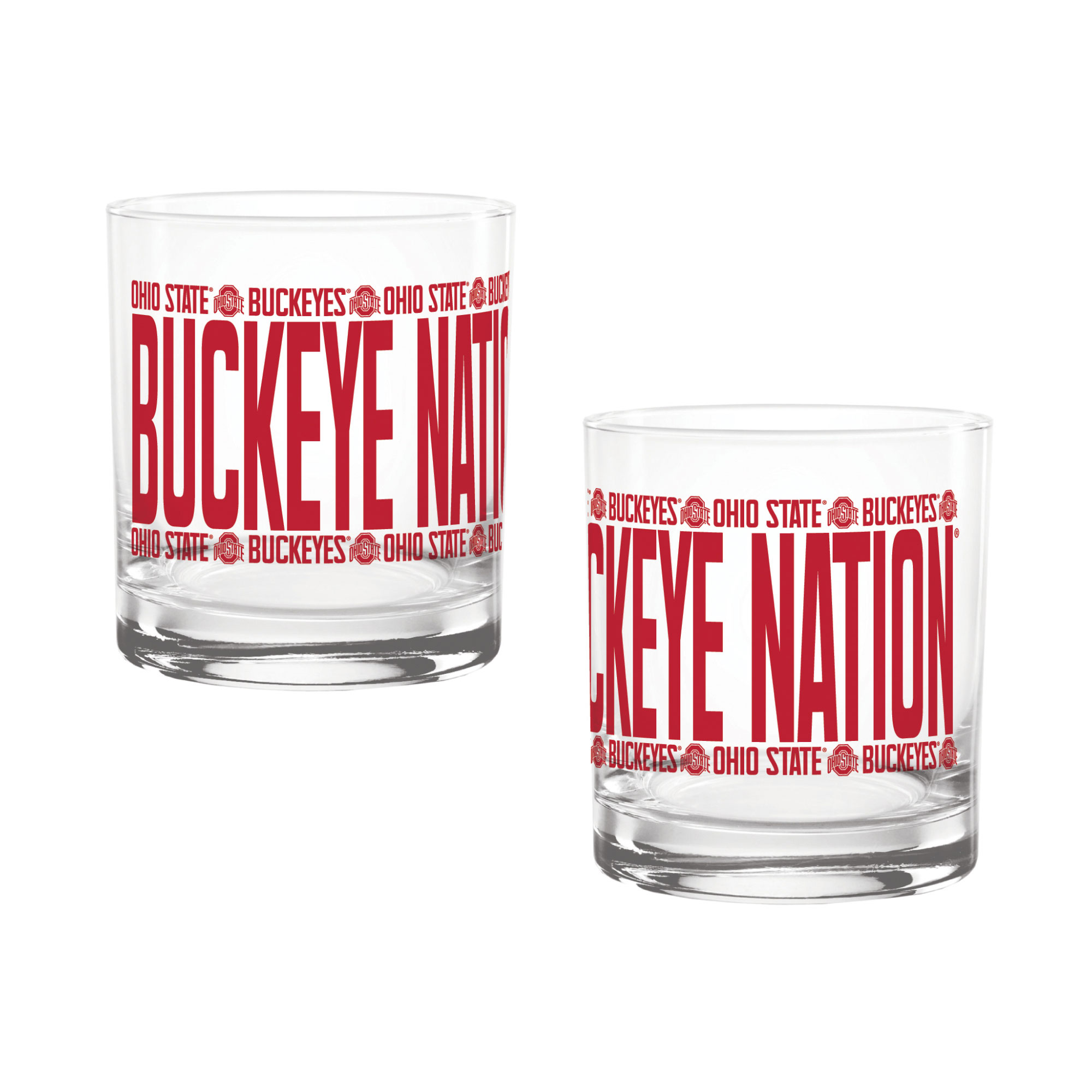 Indigo Falls Ohio State Buckeyes Elevated Rocks Glass - Set of 2