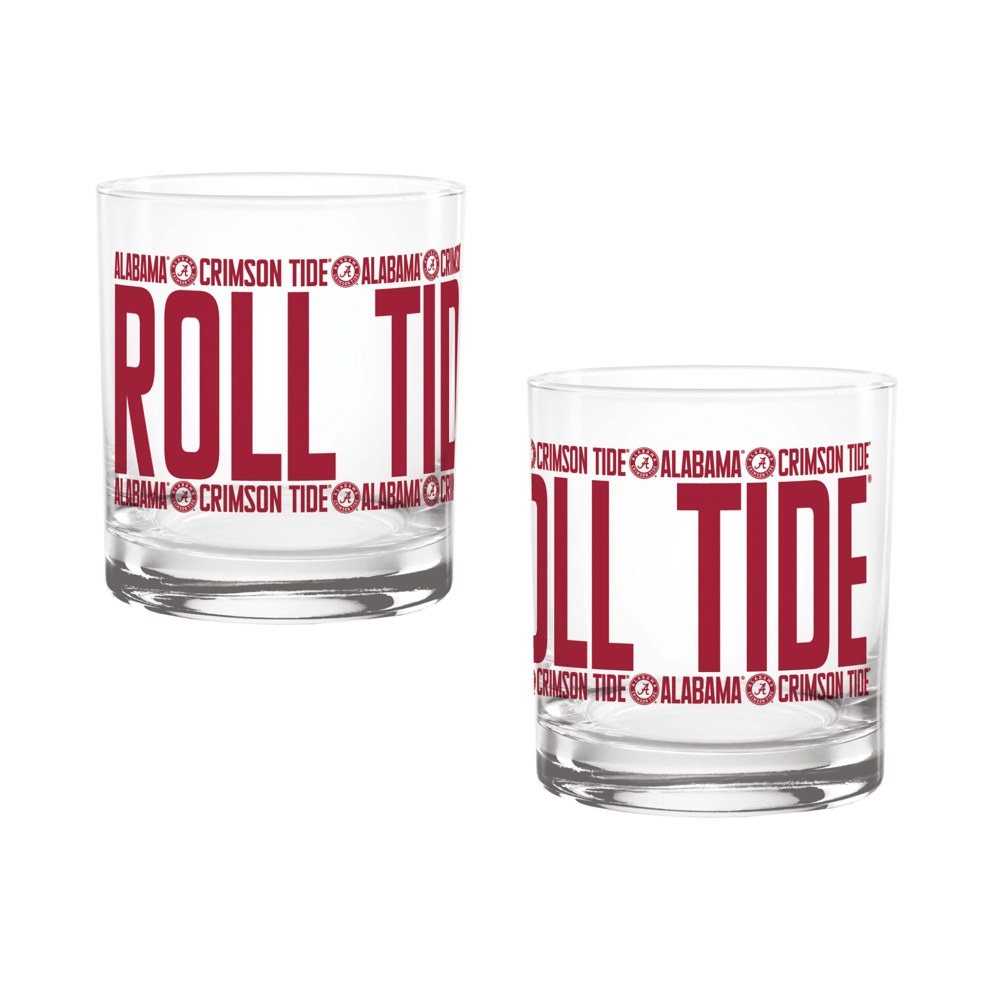 Indigo Falls Alabama Crimson Tide Elevated Rocks Glass - Set of 2