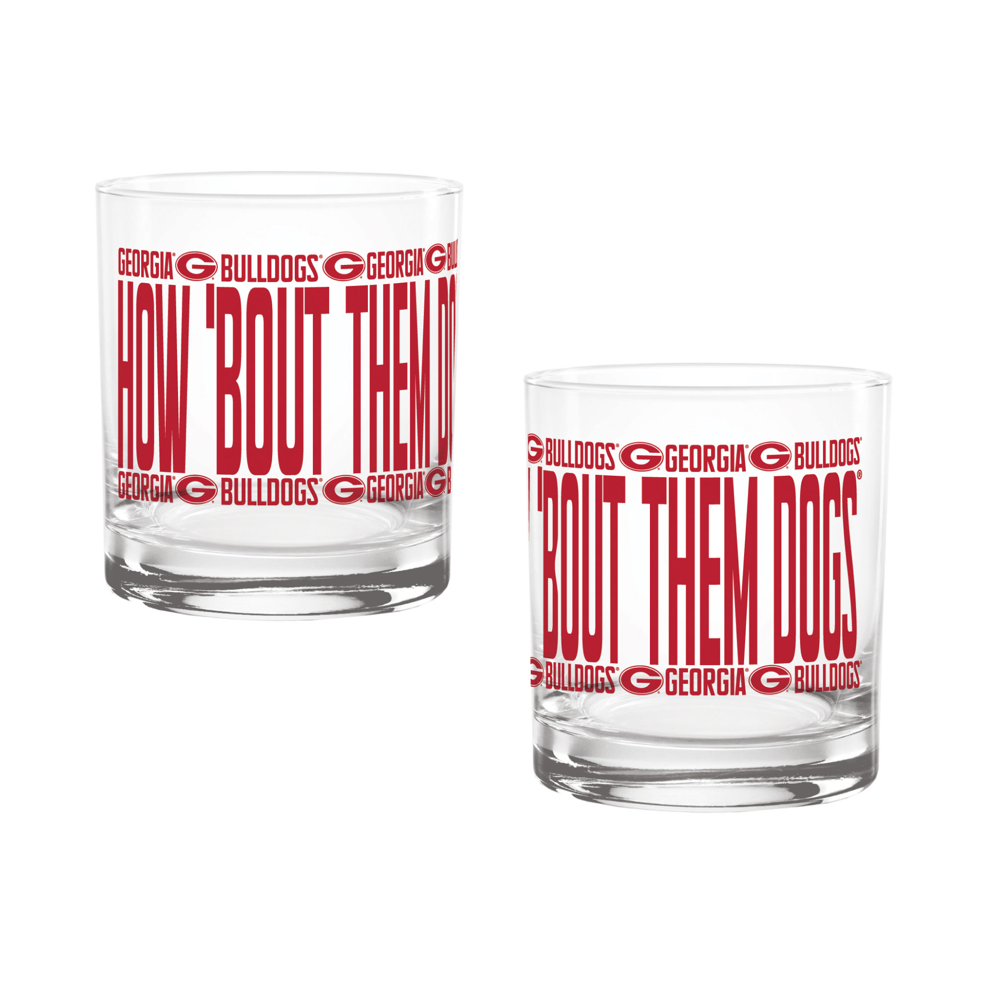 Indigo Falls Georgia Bulldogs Elevated Rocks Glass - Set of 2