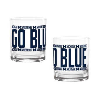 Indigo Falls Michigan Wolverines Elevated Rocks Glass - Set of 2