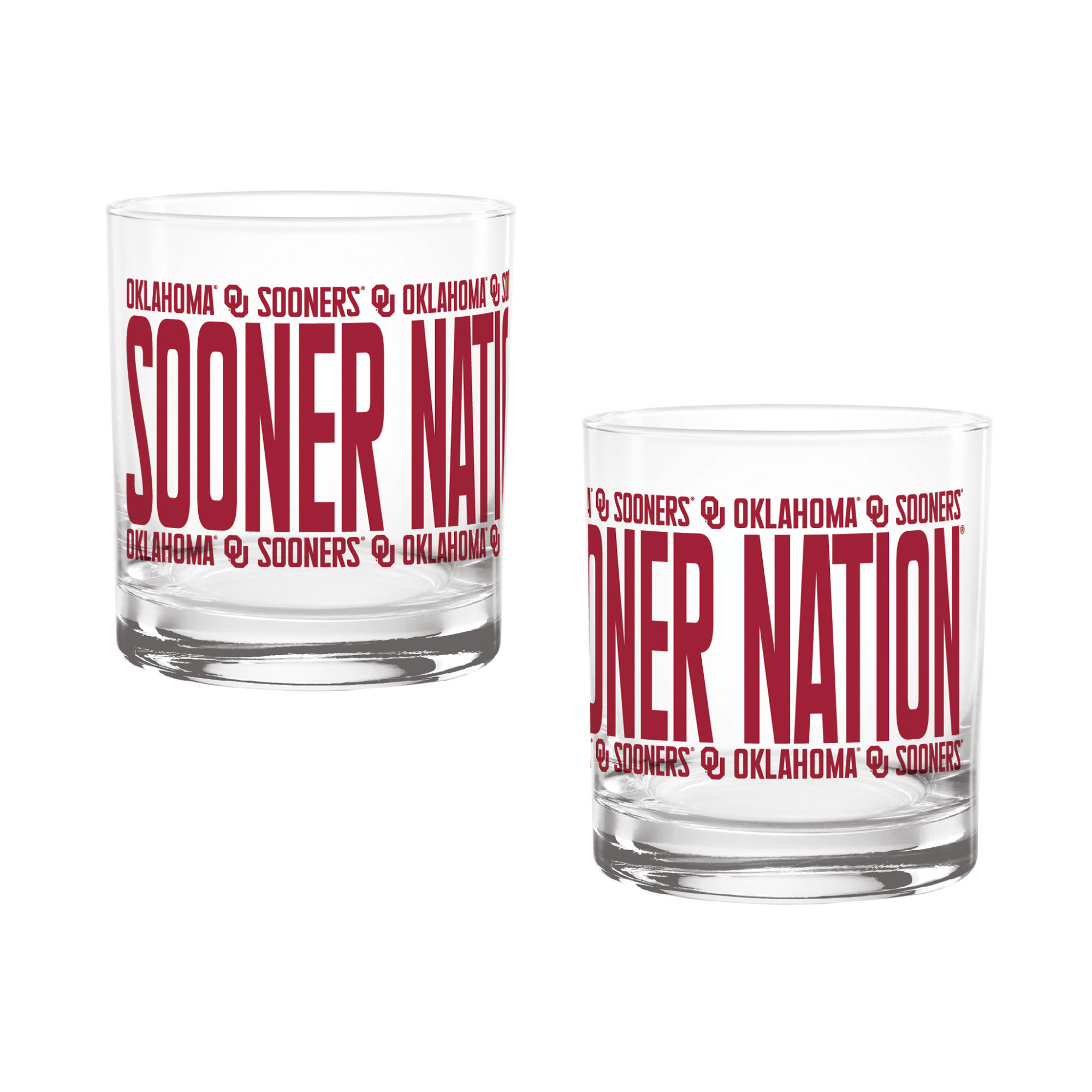 Indigo Falls Oklahoma Sooners Elevated Rocks Glass - Set of 2