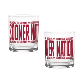 Indigo Falls Oklahoma Sooners Elevated Rocks Glass - Set of 2