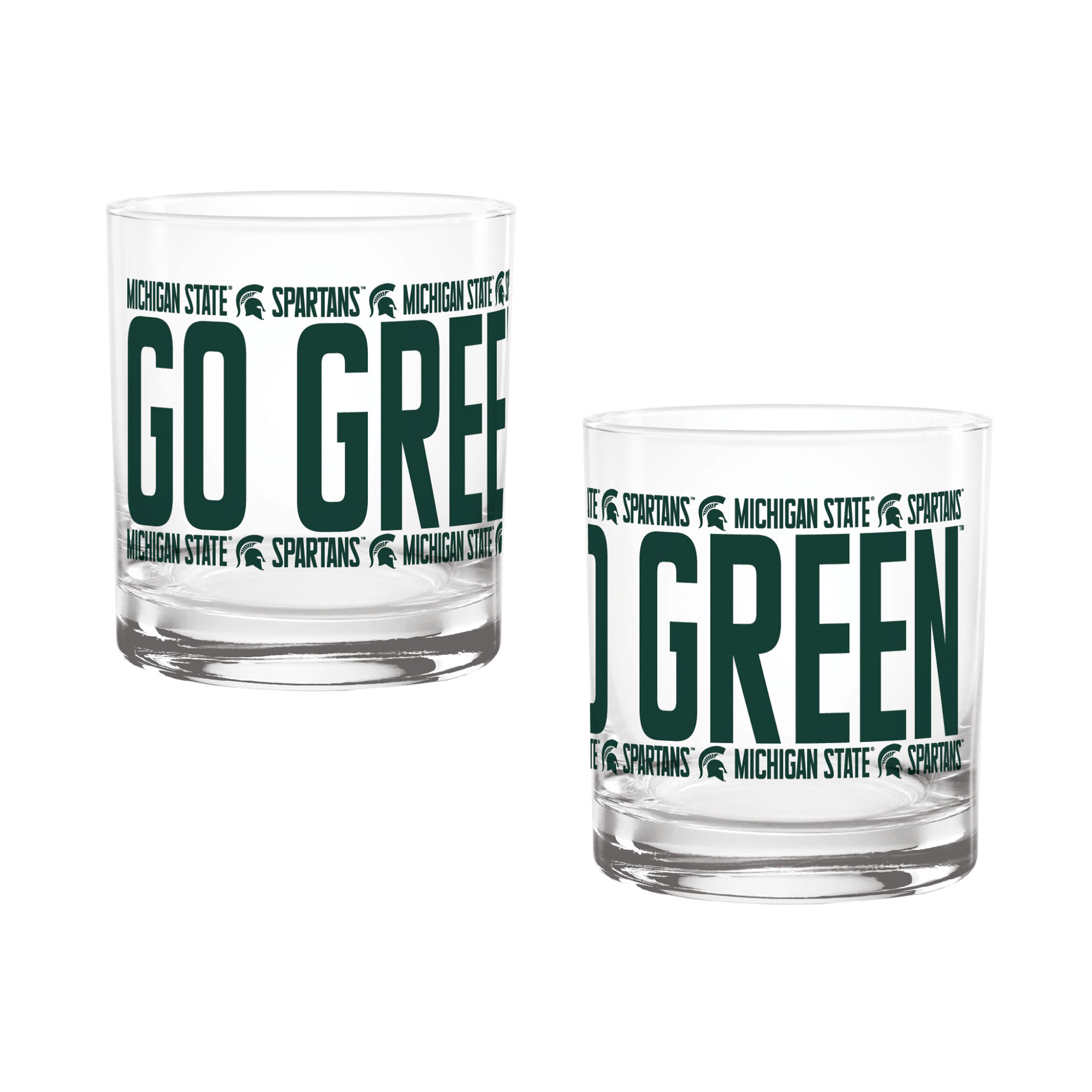Indigo Falls Michigan State Spartans Elevated Rocks Glass - Set of 2
