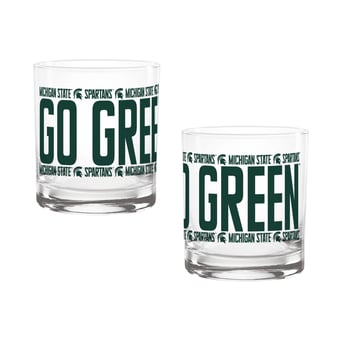 Indigo Falls Michigan State Spartans Elevated Rocks Glass - Set of 2