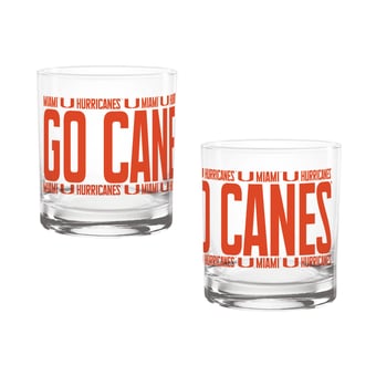 Indigo Falls Miami Hurricanes Elevated Rocks Glass - Set of 2