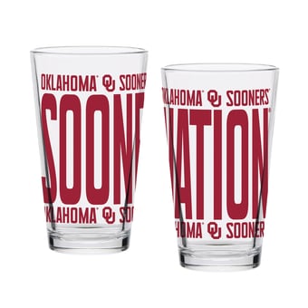Indigo Falls Oklahoma Sooners Elevated Pint Glass Set of 2