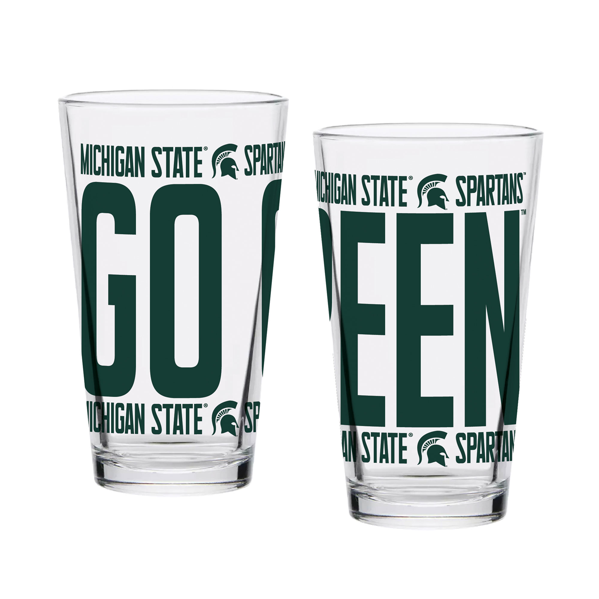 Indigo Falls Michigan State Spartans Elevated Pint Glass Set of 2