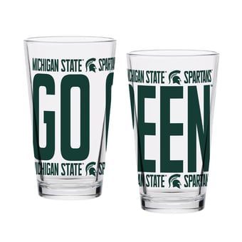 Indigo Falls Michigan State Spartans Elevated Pint Glass Set of 2
