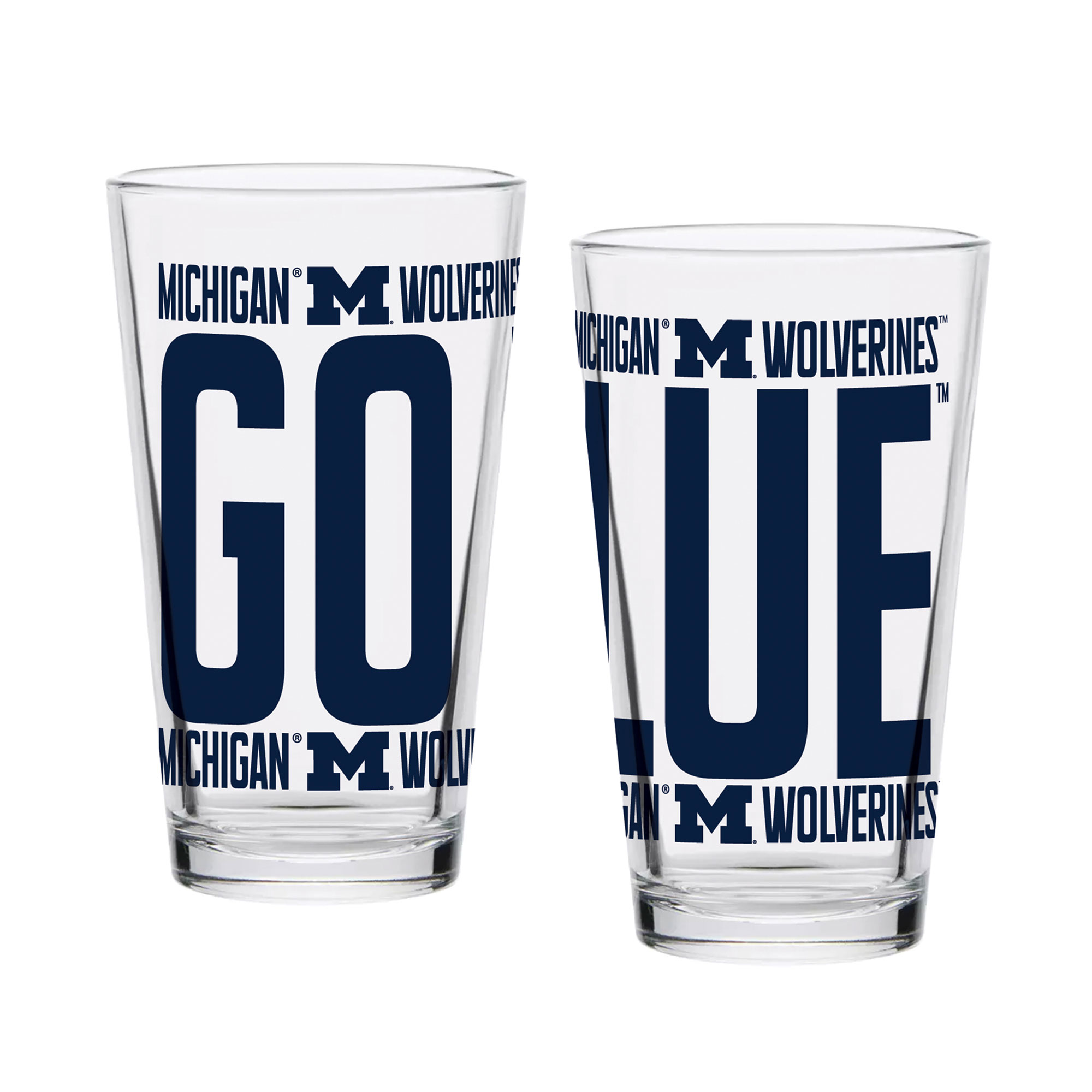 Indigo Falls Michigan Wolverines Elevated Pint Glass Set of 2