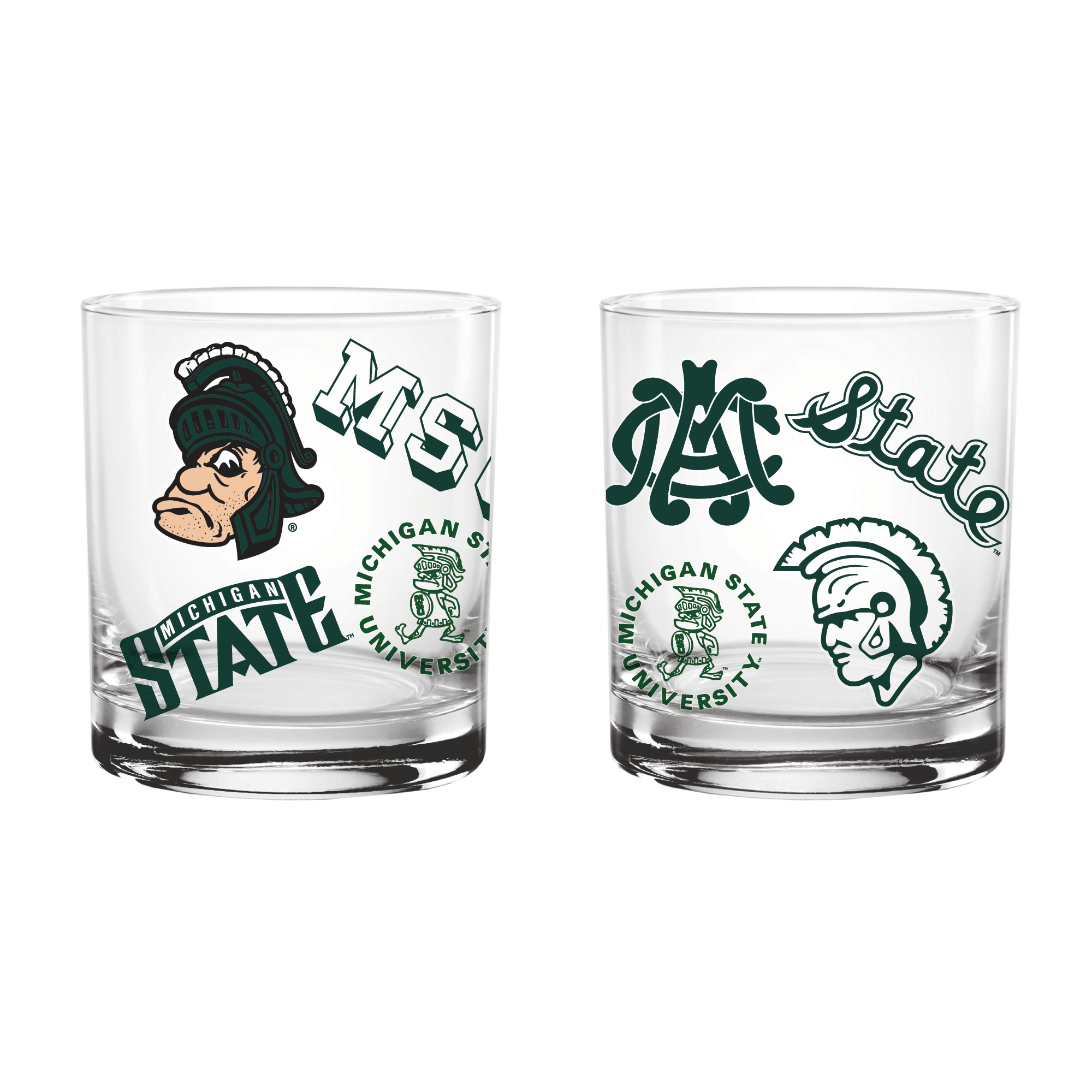 Indigo Falls Michigan State Spartans Medley Vintage Rocks Glass - Set of 2