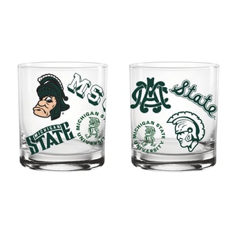 Indigo Falls Michigan State Spartans Medley Vintage Rocks Glass - Set of 2