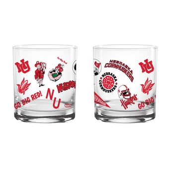 Indigo Falls Nebraska Huskers Medley Vintage Rocks Glass - Set of 2