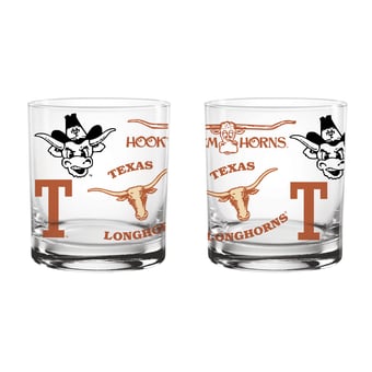Indigo Falls Texas Longhorns Medley Vintage Rocks Glass - Set of 2