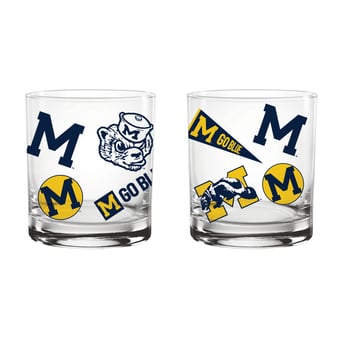 Indigo Falls Michigan Wolverines Medley Vintage Rocks Glass - Set of 2