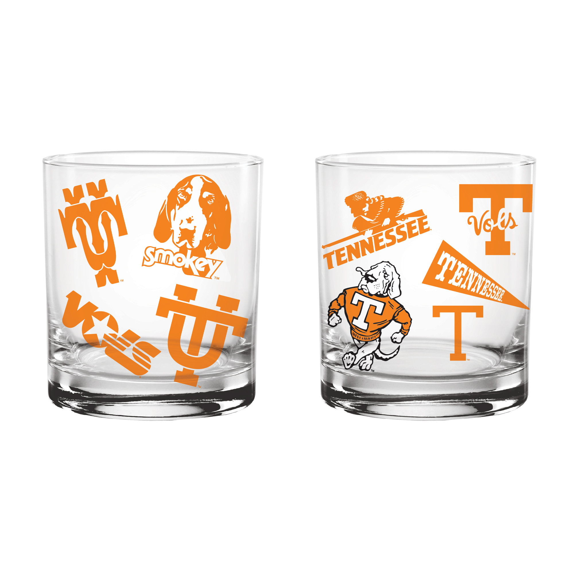 Indigo Falls Tennessee Volunteers Medley Vintage Rocks Glass - Set of 2