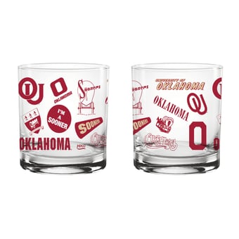 Indigo Falls Oklahoma Sooners Medley Vintage Rocks Glass - Set of 2