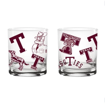Indigo Falls Texas A&M Aggies Medley Vintage Rocks Glass - Set of 2