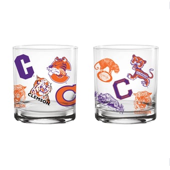 Indigo Falls Clemson Tigers Medley Vintage Rocks Glass - Set of 2