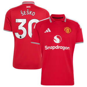 Maillot Domicile Manchester United adidas 2026-27 avec flocage Šeško 30, vue 2