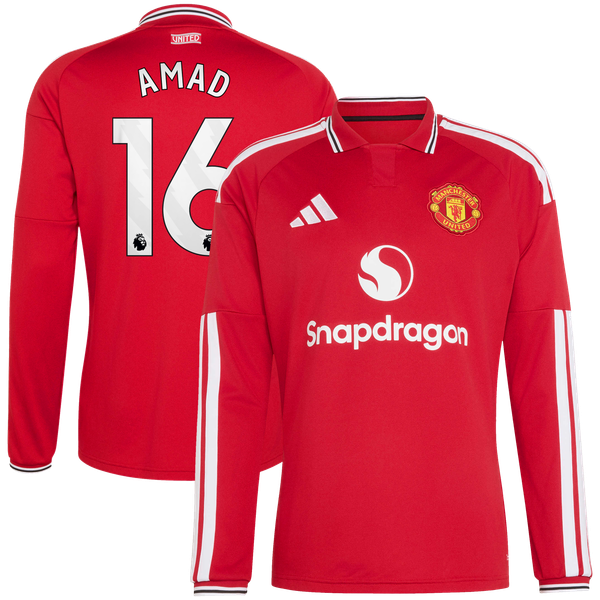 Maillot Domicile Manchester United adidas Authentic 2026-27 - Manches longues avec flocage Amad 16