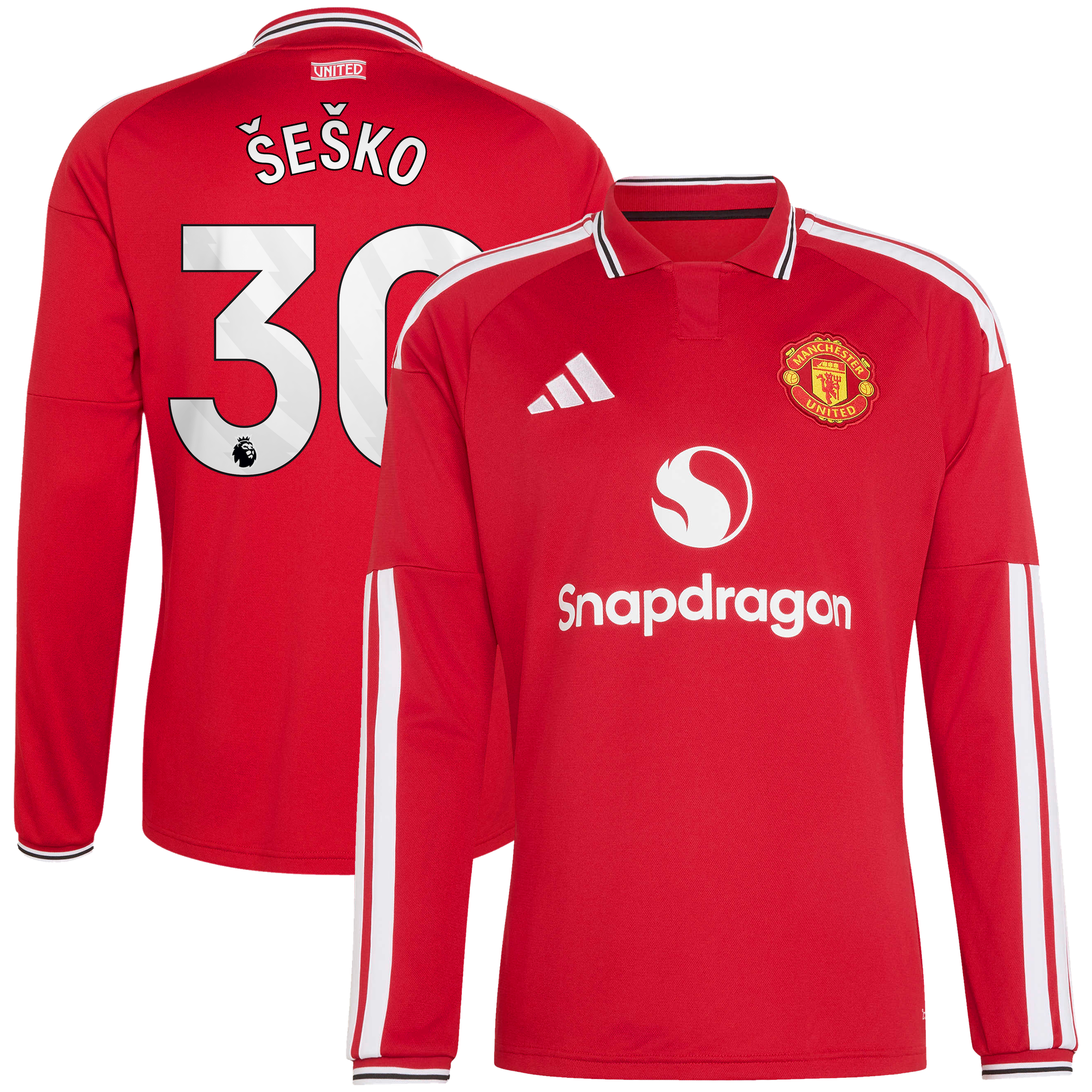 Maillot Domicile Manchester United adidas Authentic 2026-27 - Manches longues avec flocage Šeško 30