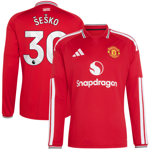 Maillot Domicile Manchester United adidas Authentic 2026-27 - Manches longues avec flocage Šeško 30