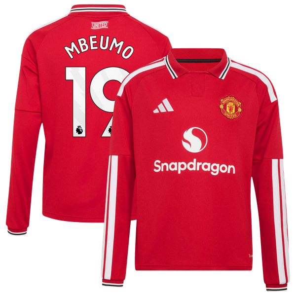 Maillot Domicile Manchester United adidas 2026-27 - Enfant - Manches longues avec flocage Mbeumo 19