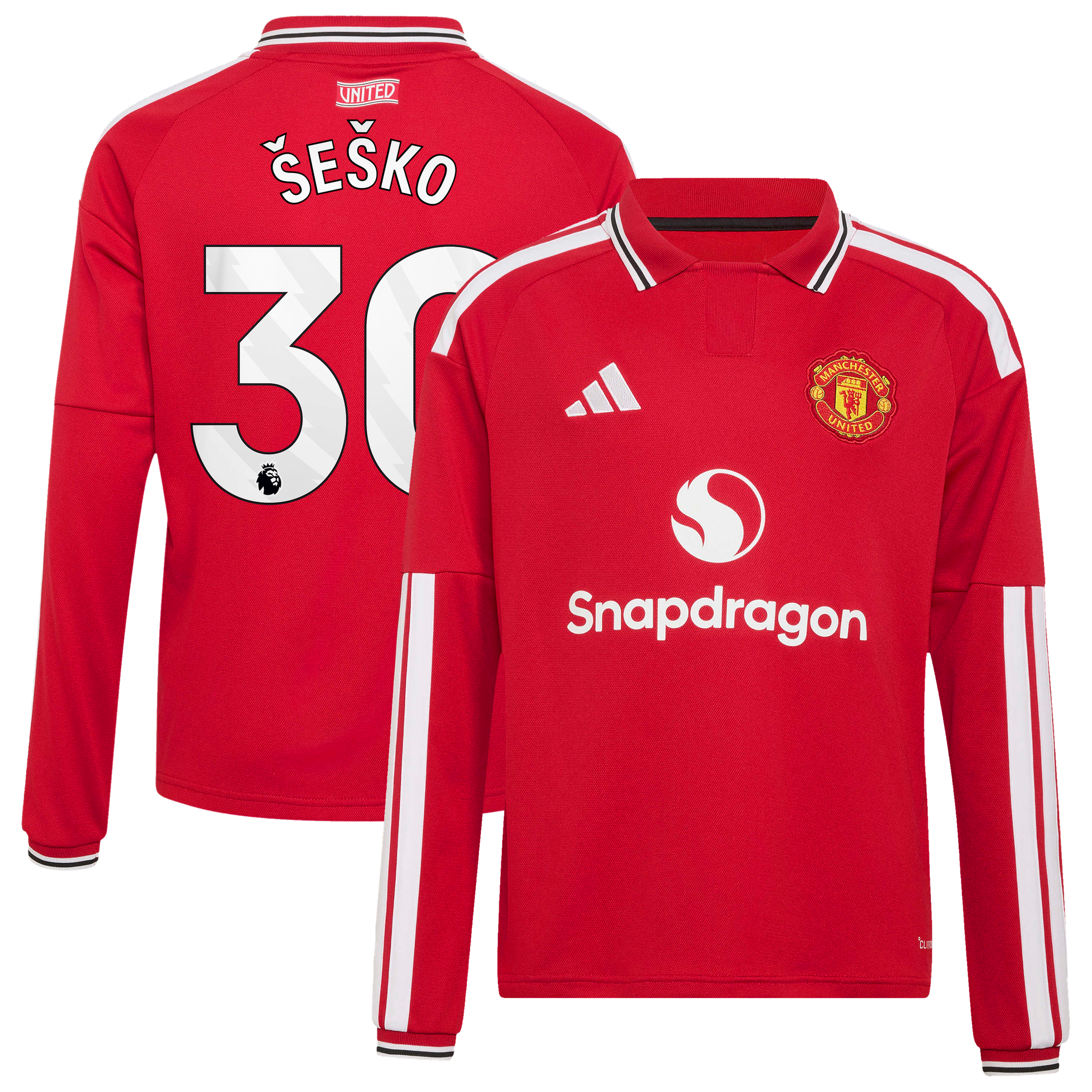 Maillot Domicile Manchester United adidas 2026-27 - Enfant - Manches longues avec flocage Šeško 30