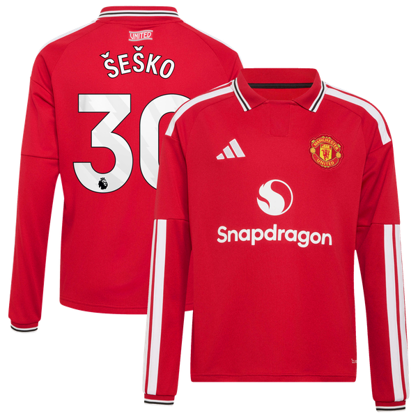 Maillot Domicile Manchester United adidas 2026-27 - Enfant - Manches longues avec flocage Šeško 30