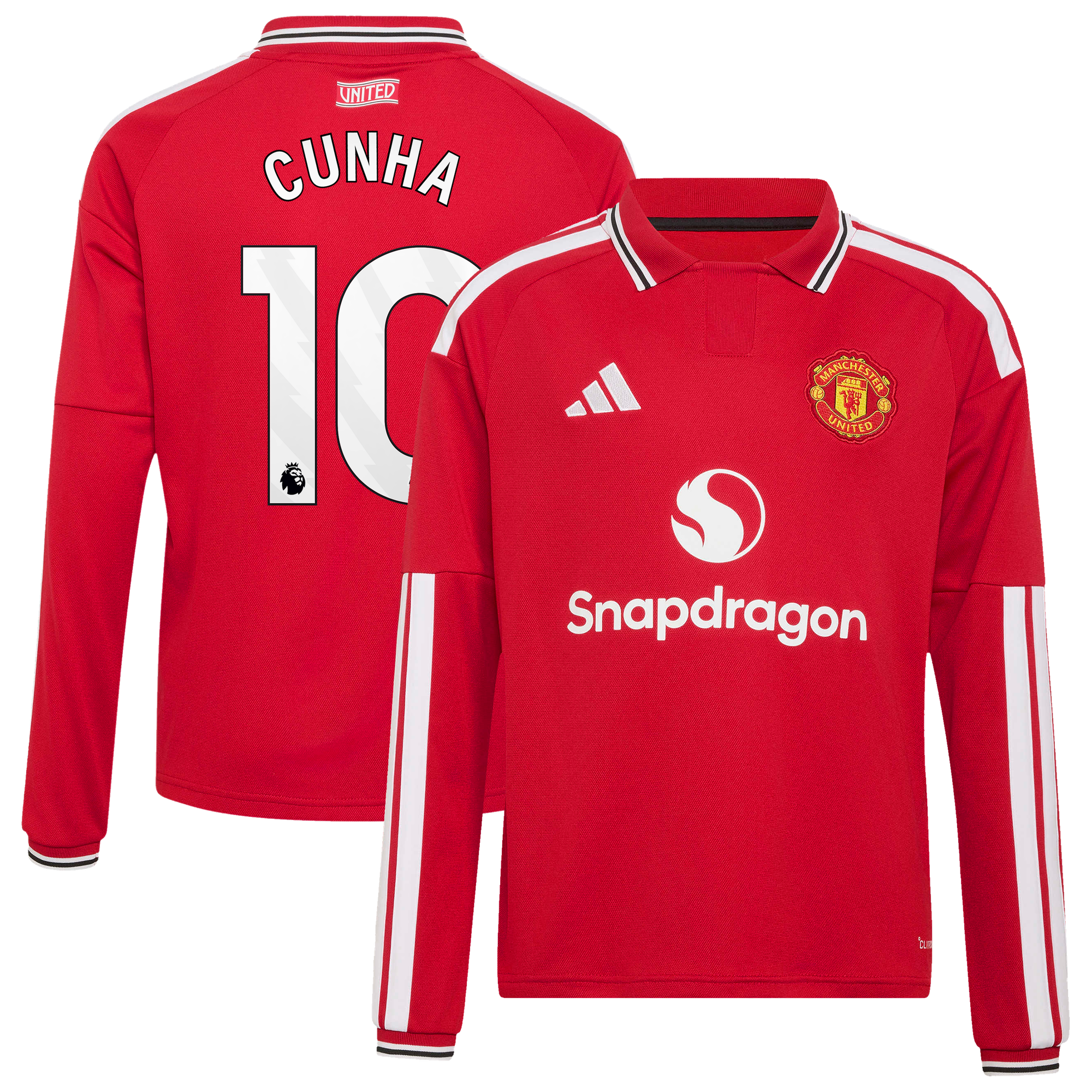 Maillot Domicile Manchester United adidas 2026-27 - Enfant - Manches longues avec flocage Cunha 10