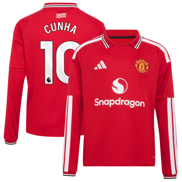 Maillot Domicile Manchester United adidas 2026-27 - Enfant - Manches longues avec flocage Cunha 10