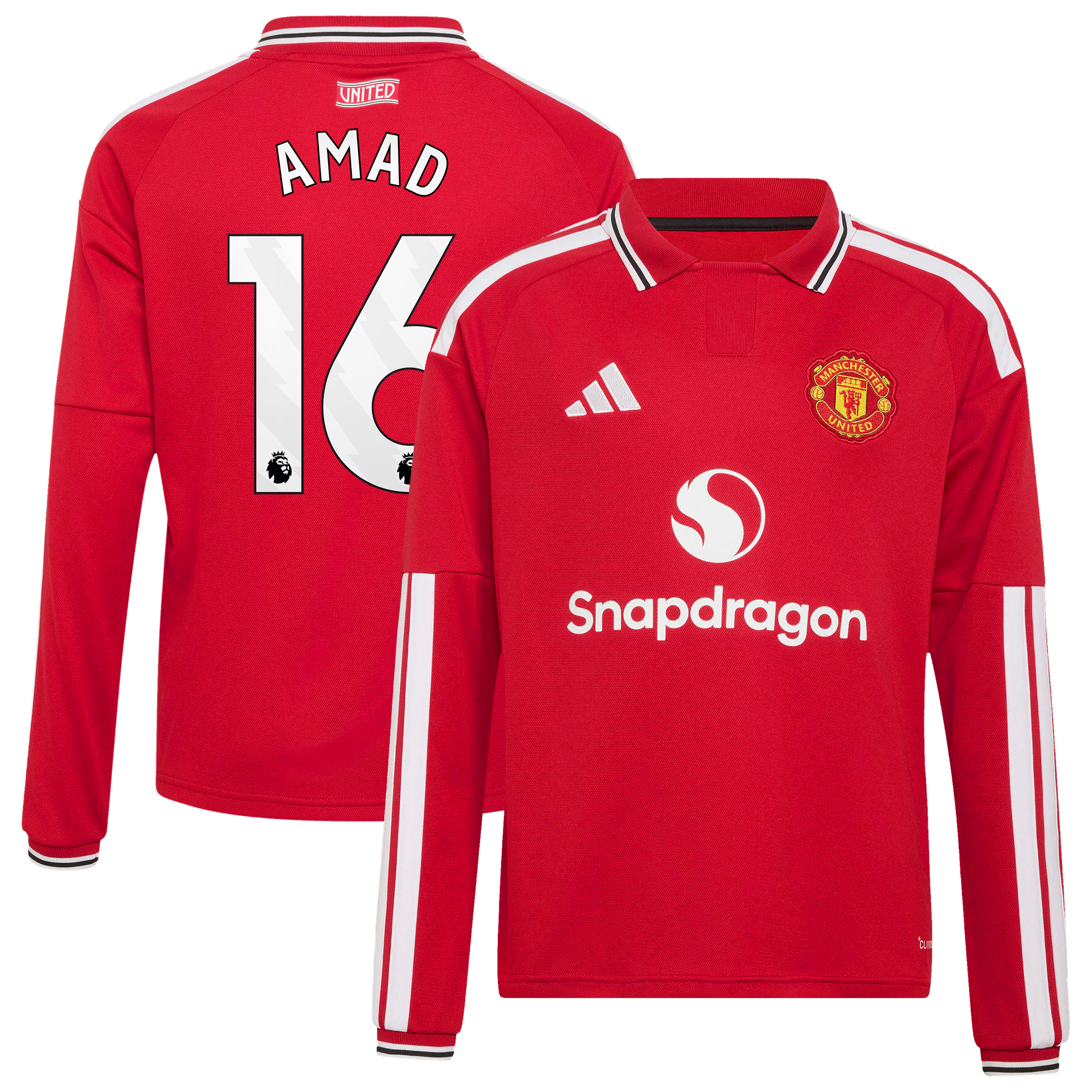 Maillot Domicile Manchester United adidas 2026-27 - Enfant - Manches longues avec flocage Amad 16
