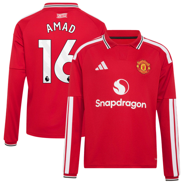 Maillot Domicile Manchester United adidas 2026-27 - Enfant - Manches longues avec flocage Amad 16