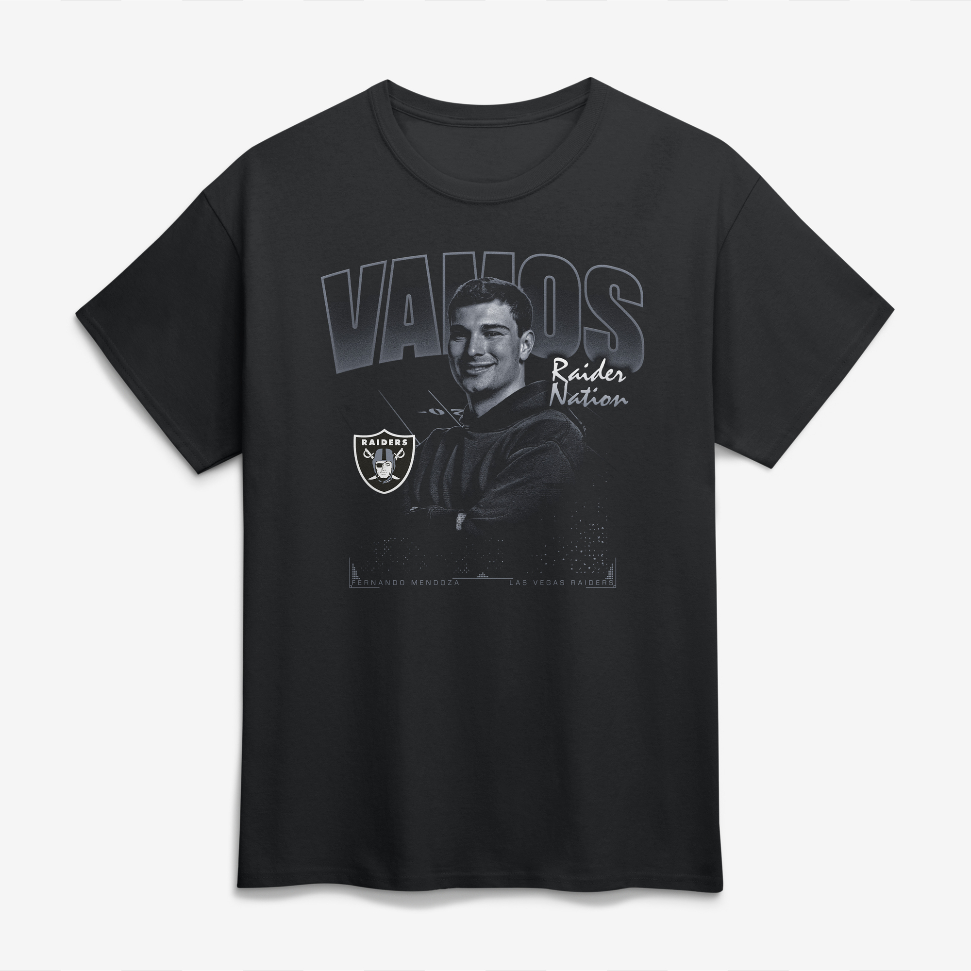 Men's Fanatics Fernando Mendoza Black Las Vegas Raiders Vamos T-Shirt