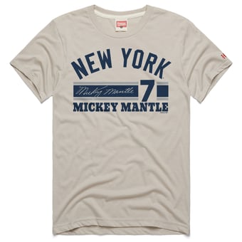 Men's Homage Mickey Mantle Stone New York Yankees Signature Name & Number Tri-Blend T-Shirt