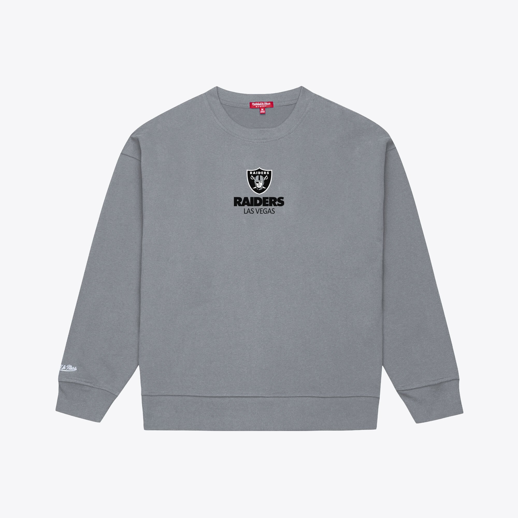 Felpa da donna Mitchell & Ness grigia con micro logo dei Las Vegas Raiders Core Essentials