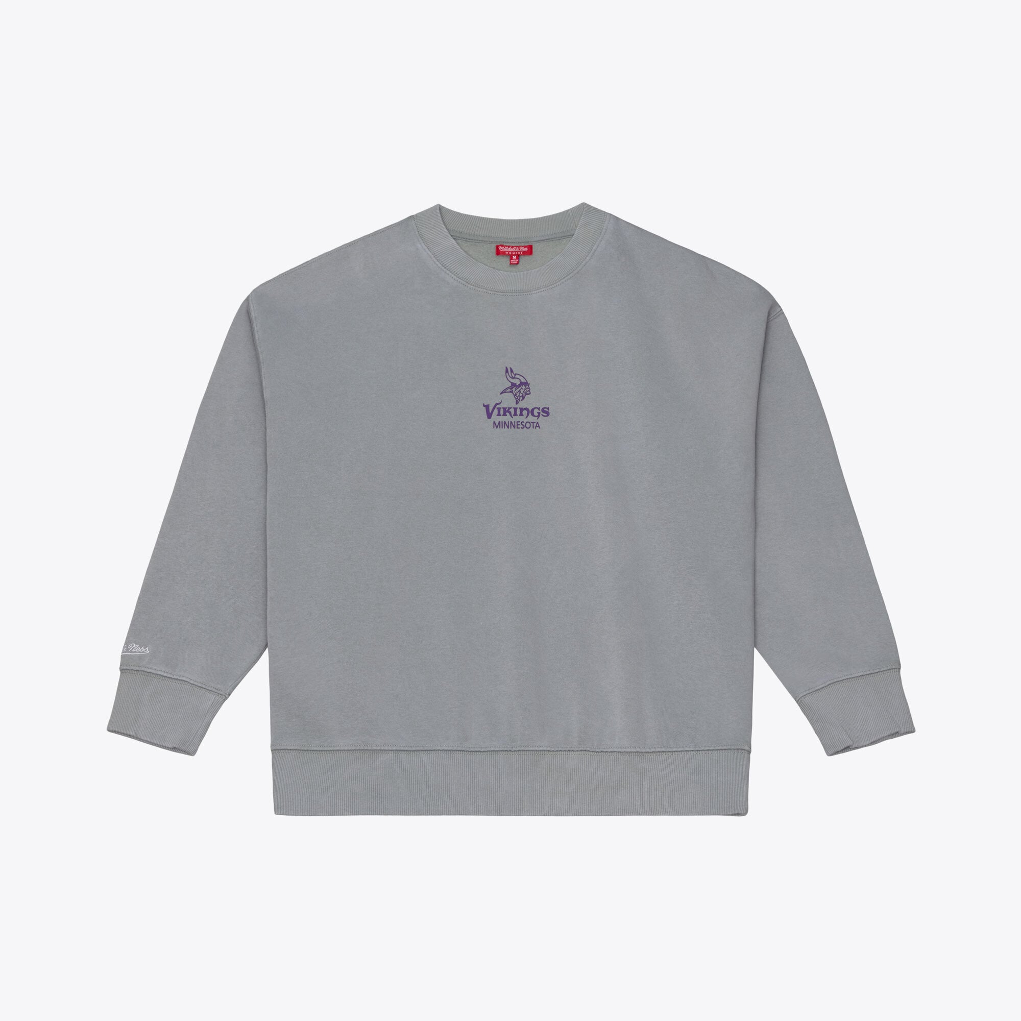 Felpa da donna Mitchell & Ness grigia con micro logo dei Minnesota Vikings Core Essentials