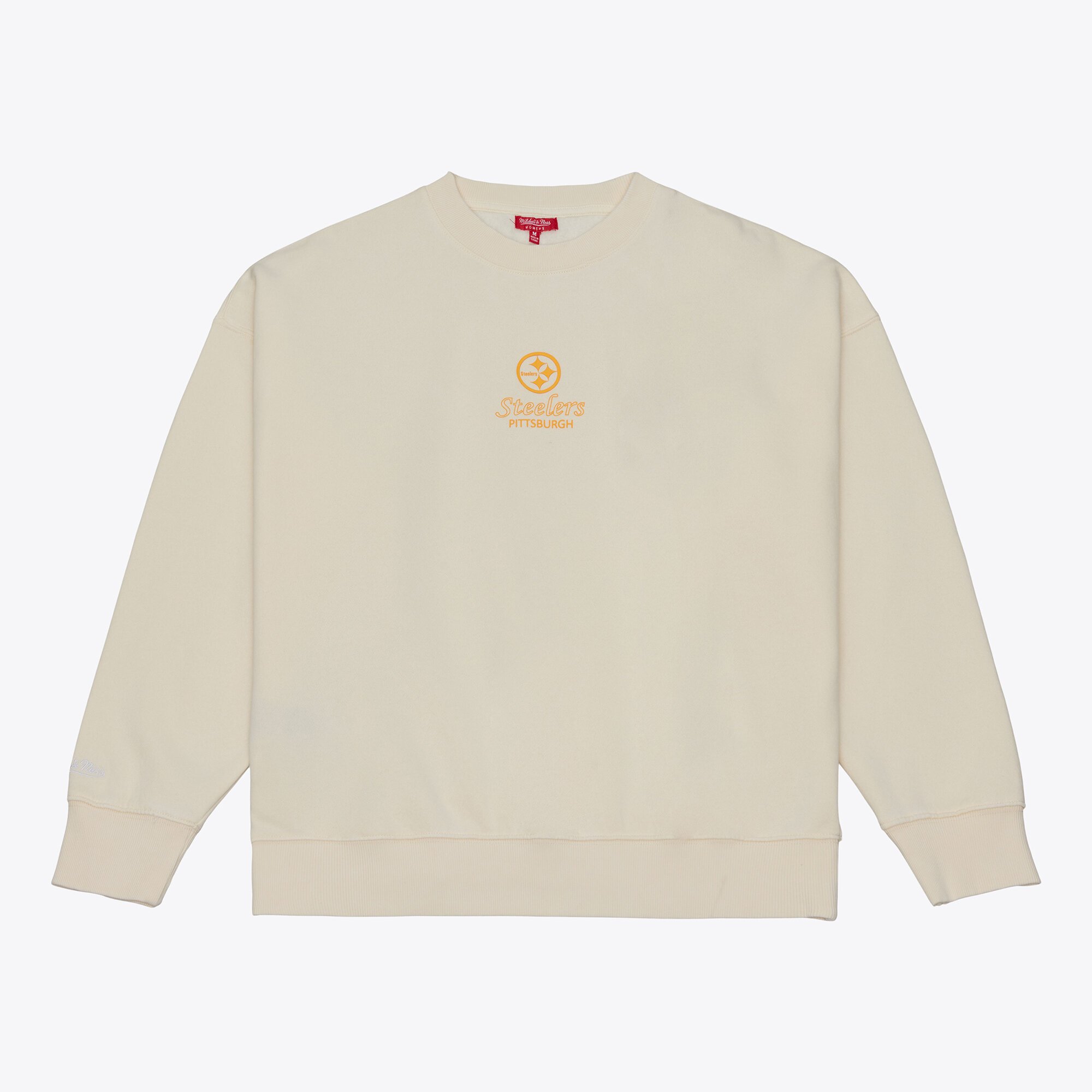 Felpa da donna Mitchell & Ness color crema con micro logo Pittsburgh Steelers Core Essentials