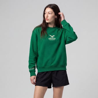 Women's Mitchell & Ness Kelly Green Philadelphia Eagles Core Essentials Micro Logo Fleece Sweatshirt