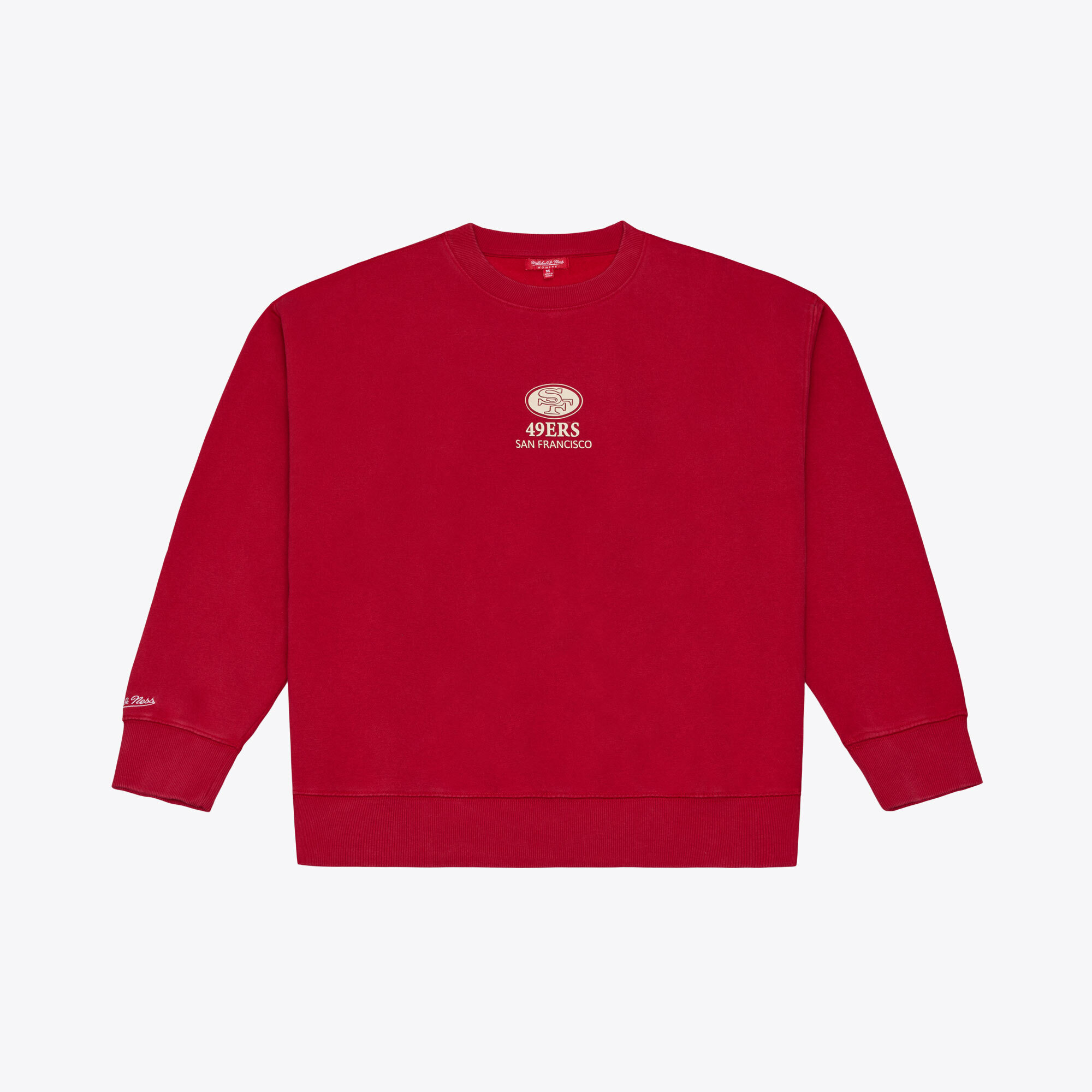 Women's Mitchell & Ness Scarlet San Francisco 49ers Core Essentials Micro Logo Fleece Sweatshirt
