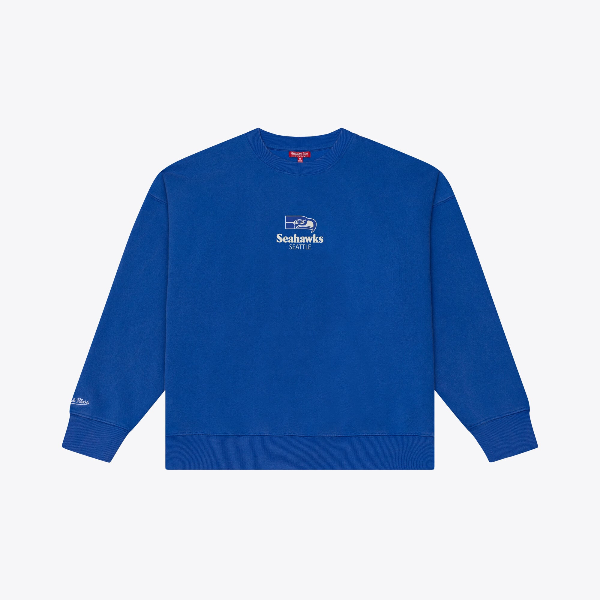 Sudadera de felpa con micrologotipo Core Essentials de los Seattle Seahawks de Mitchell & Ness para mujer, color azul marino.