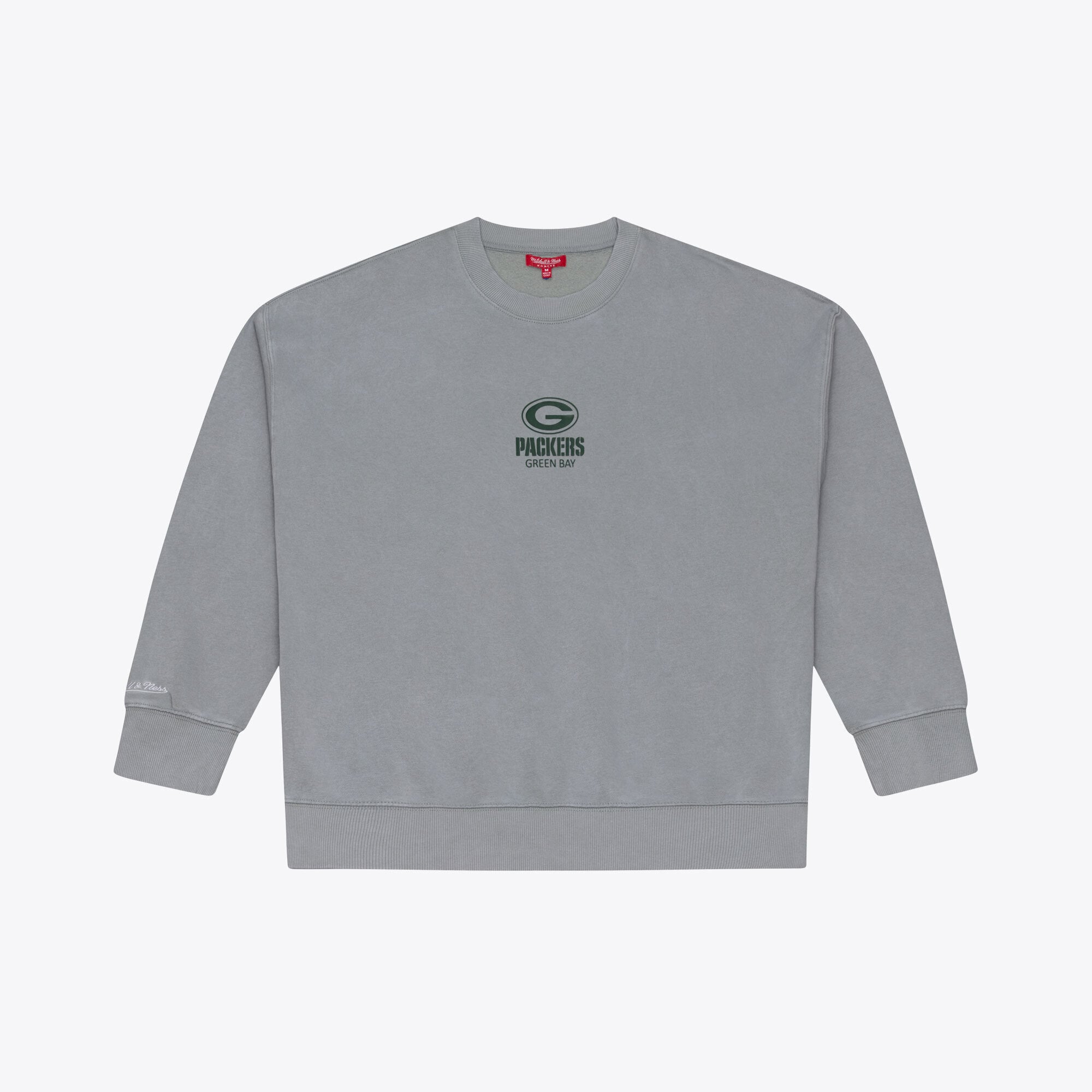 Felpa da donna Mitchell & Ness grigia con micro logo Green Bay Packers Core Essentials