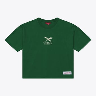 Women's Mitchell & Ness Philadelphia Eagles Core Essentials Micro Logo Boxy Crop T-Shirt