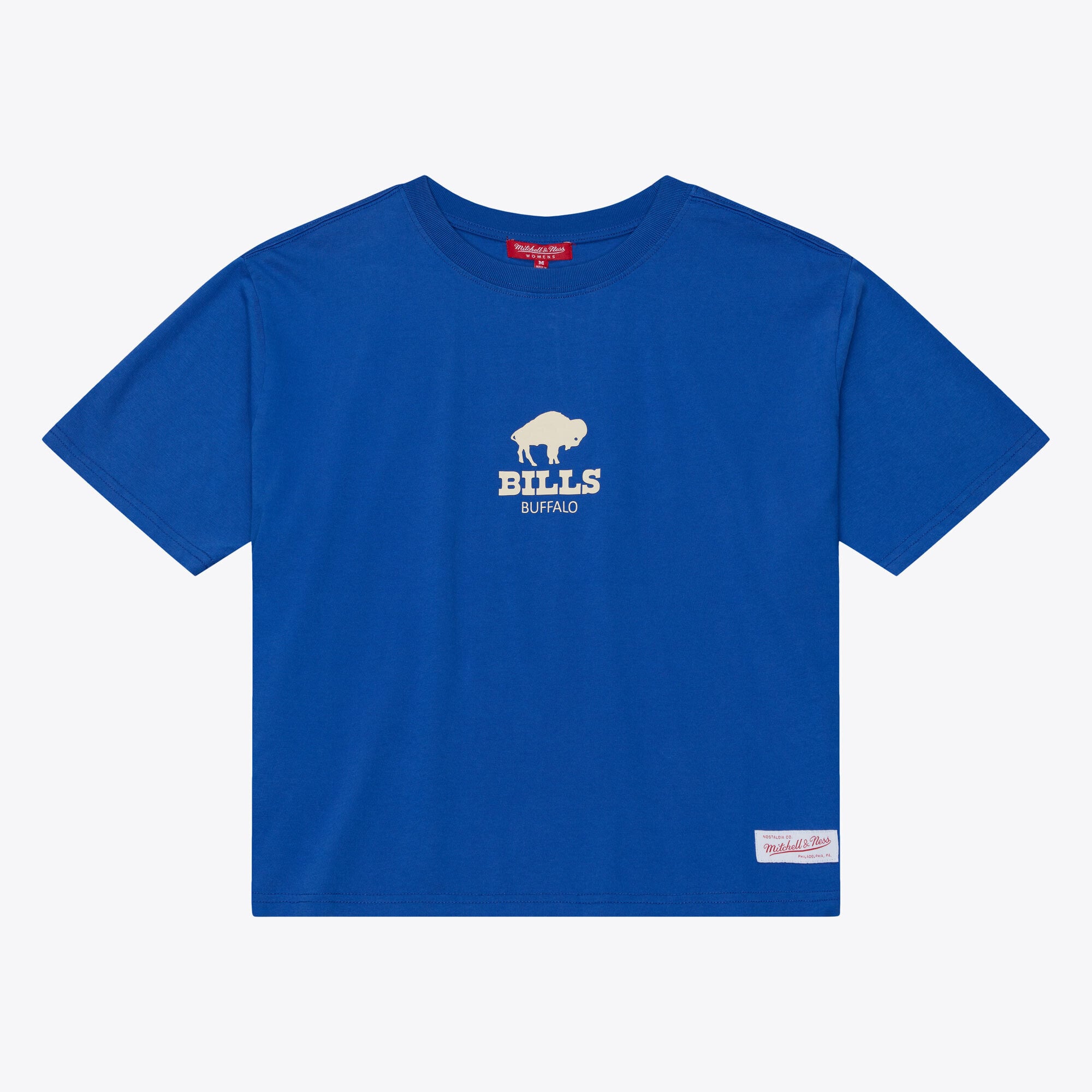 T-shirt court à logo micro Mitchell & Ness Royal Buffalo Bills Core Essentials pour femme