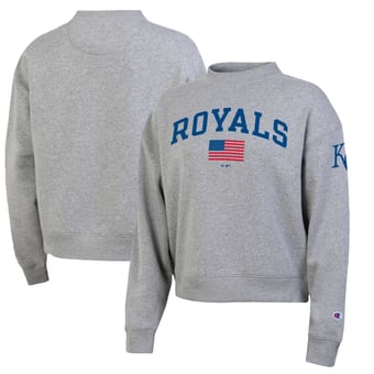 Women's Champion  Heather Gray Kansas City Royals Americana Triumph Fleece Tri-Blend Sweatshirt