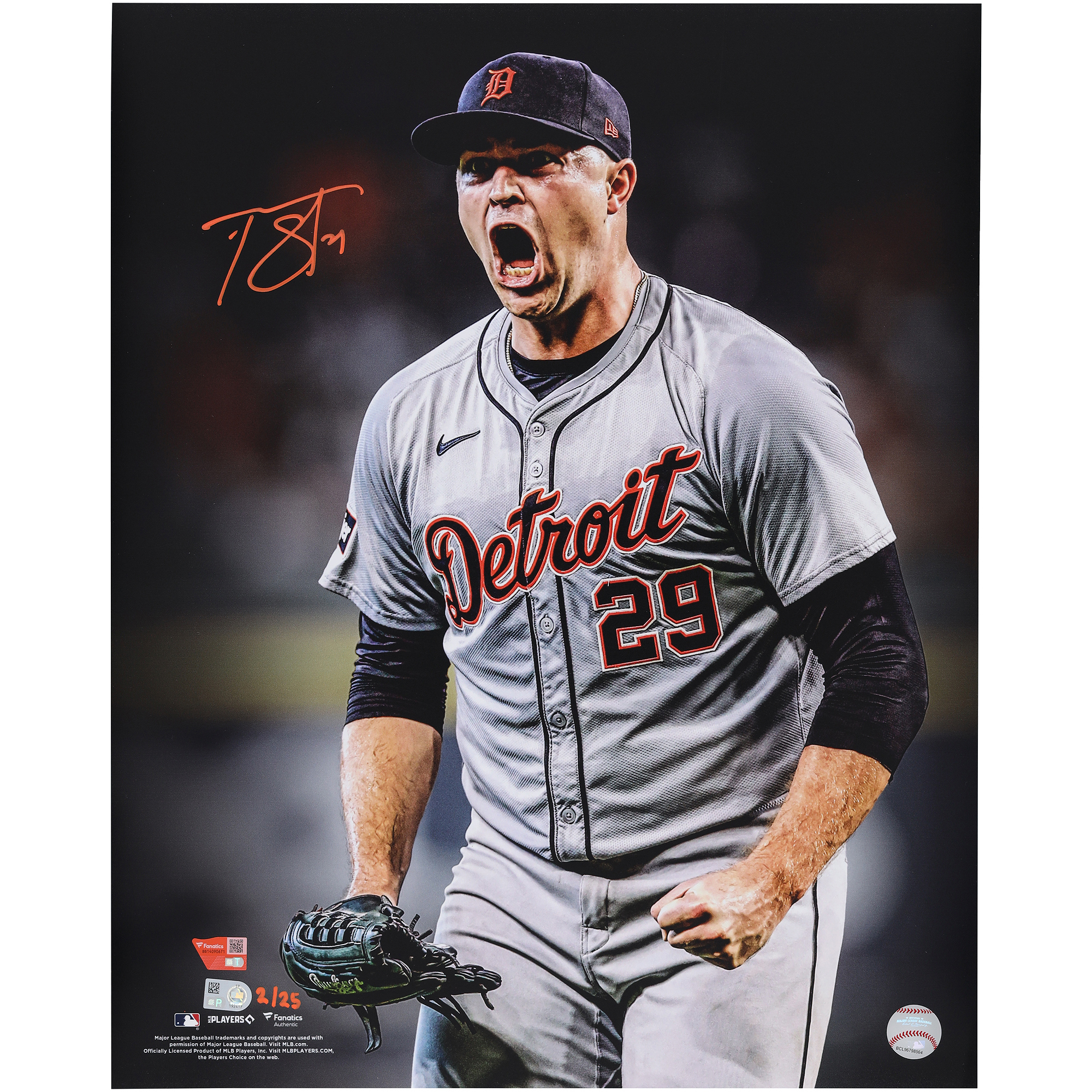 Tarik Skubal Detroit Tigers Autographed 16" x 20" Unleashed Photograph - Limited Edition of 25