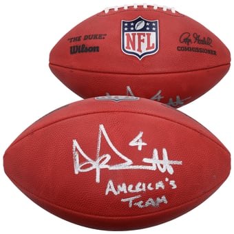 "Dak Prescott Dallas Cowboys Autographed Wilson Duke Full Color Football with ""America's Team"" Inscription"